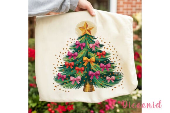 Bow-Adorned Christmas Tree PNG Clipart for Illustrations