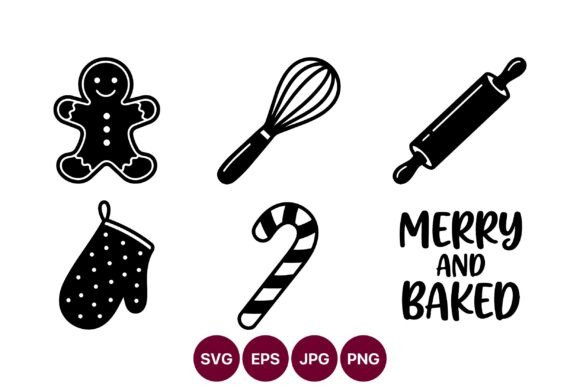 Christmas Baking Icons Featuring Illustrations