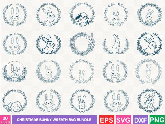 Christmas Bunny Wreath SVG Bundle: Illustrations for Seasonal Publishing