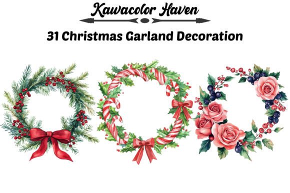 Christmas Garland Decoration Clipart for Brand Illustrations