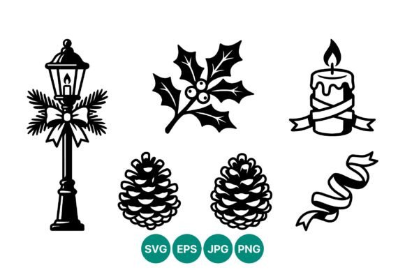 Christmas Holly Candle Lamp Post Vector Illustrations Review