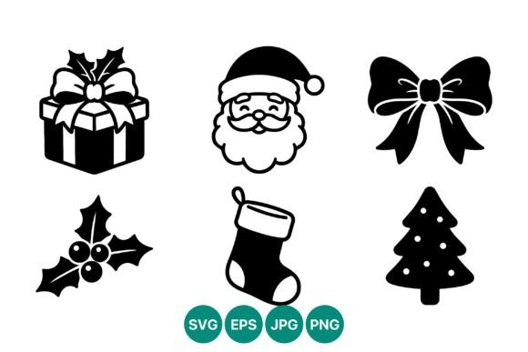 Christmas Icon Set Black and White: Modern Illustrations for Branding
