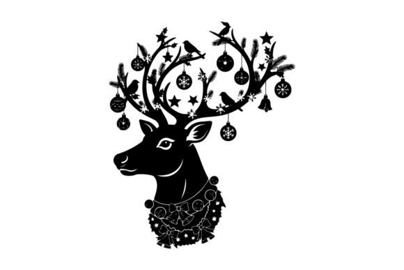 Christmas Reindeer Silhouette with Ornam: A Designer’s Review for Illustrations