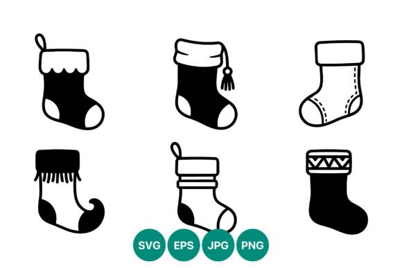 Christmas Stocking Black White Vector Illustrations Review