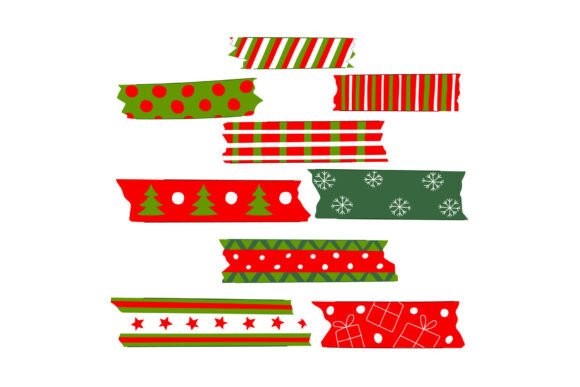 Christmas Themed Washi Tape Strips Decor: Illustrations for Small Business Branding