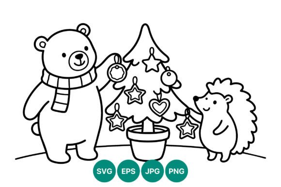 Cute Bear and Hedgehog Christmas Tree: A Review of Seasonal Illustrations for Bloggers