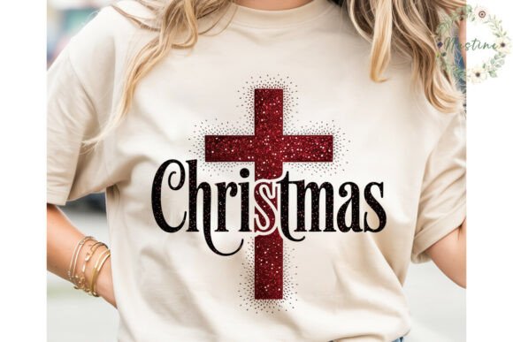 Glitter Christmas Cross PNG Clipart