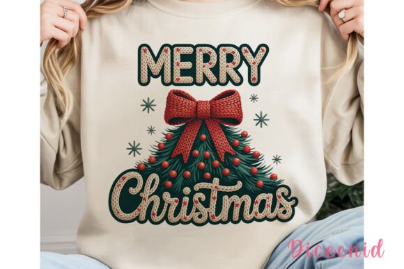 Knitted Merry Christmas Tree PNG Clipart for Seasonal Illustrations