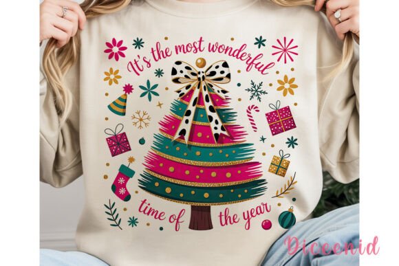 Pink Teal Christmas Tree PNG Clipart for Brand Illustrations