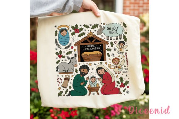 Rustic Nativity Christmas Collage PNG